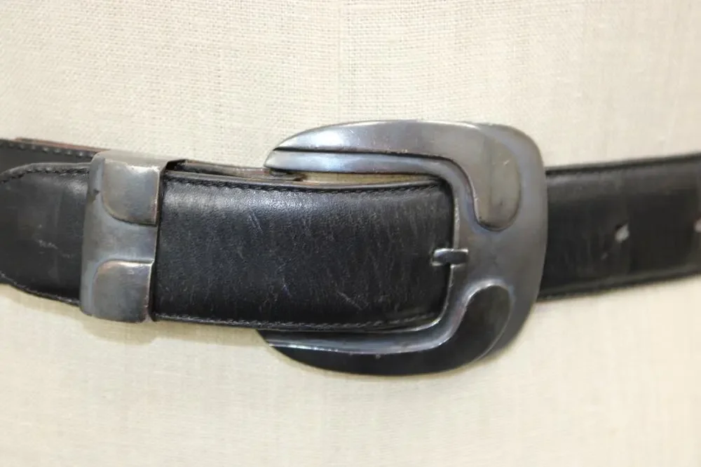 Vintage PAT AREIAS 925 Sterling Silver Signed Modernist Heavy Buckle Set Size 28